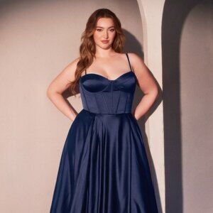 New Bridesmaid A-Line Plus Size Soft Satin Dress w/ Sweetheart Neckline CD337C